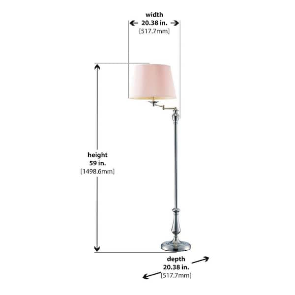 Hampton Bay 59 in. 1-Light CFL Brushed Nickel Swing-Arm Floor Lamp