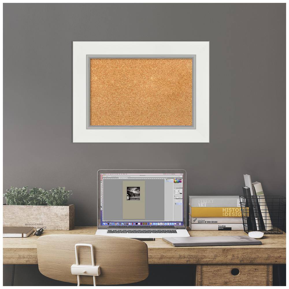 Eva White and Gold Framed Natural Cork Bulletin Board