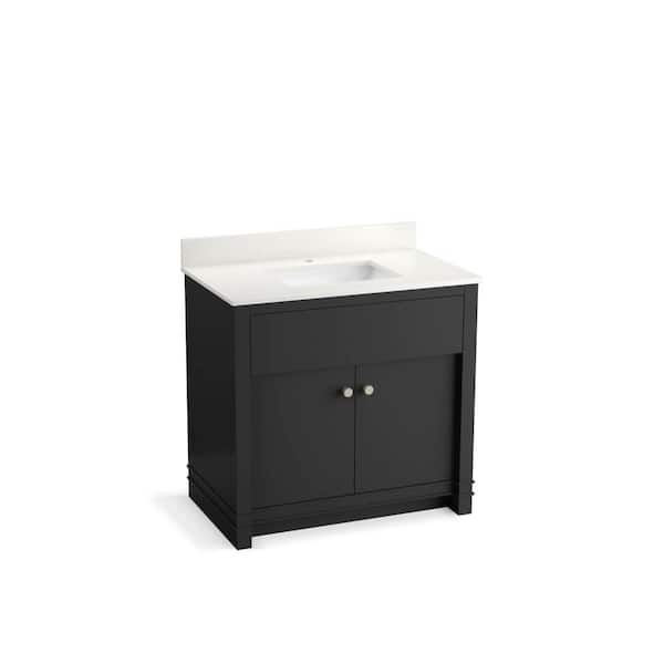 Alouette 36 in. Single SinkFerrous Grey Bath Vanity Cabinet with Sink and Quartz Top