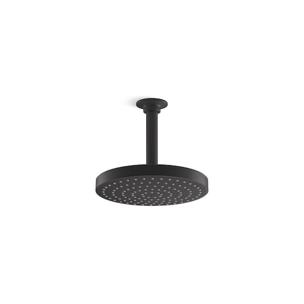 KOHLER Awaken 1-Spray Patterns with 1.75 GPM 8 in. Ceiling Mount Fixed Shower Head in Matte Black