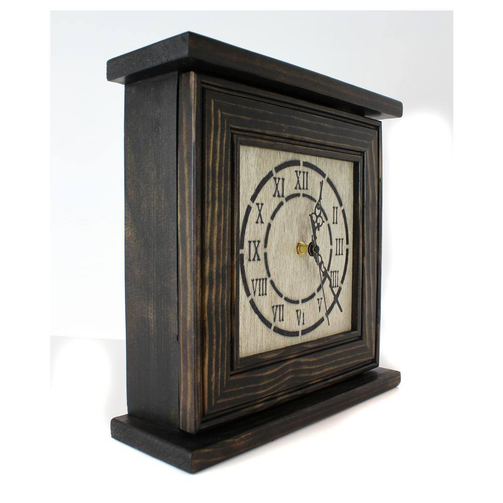 Dark Walnut Veneer Mantel Clock with Secret Compartment