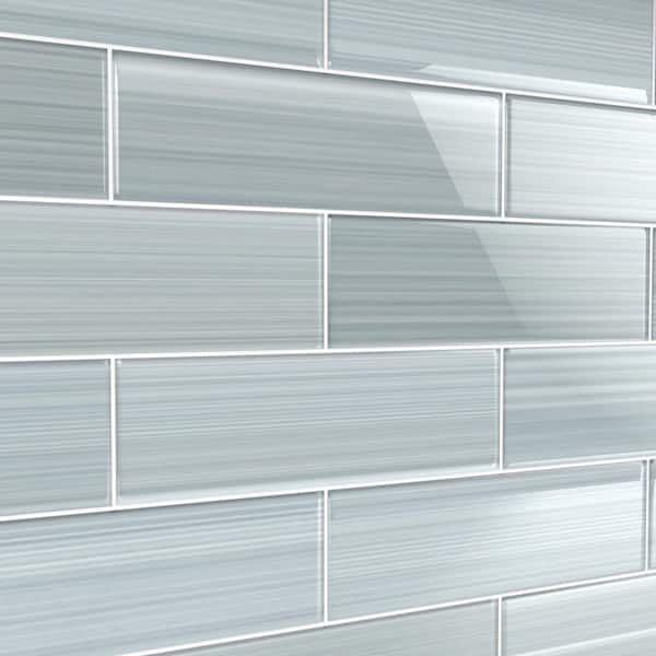 Bodesi Heron Gray 4 in. x 12 in. Glass Tile for Kitchen Backsplash and Showers (10 sq. ft./per Box)