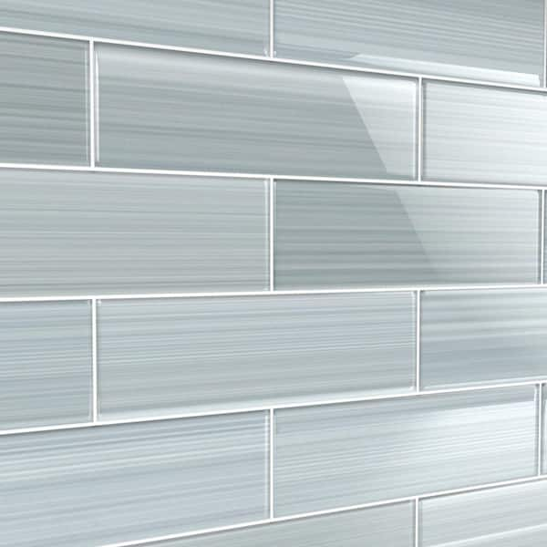 Bodesi Heron Gray 4 In X 12 In Glass Tile For Kitchen Backsplash And Showers 10 Sq Ft Per Box Hpt Hr 4x12 The Home Depot