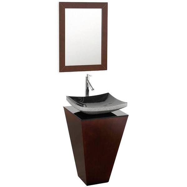 Wyndham Collection Esprit 20 in. Vanity in Espresso with Glass Vanity Top in Black and Mirror