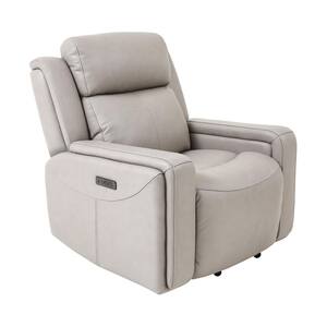 Claude Light Grey Leather Recliner Chair