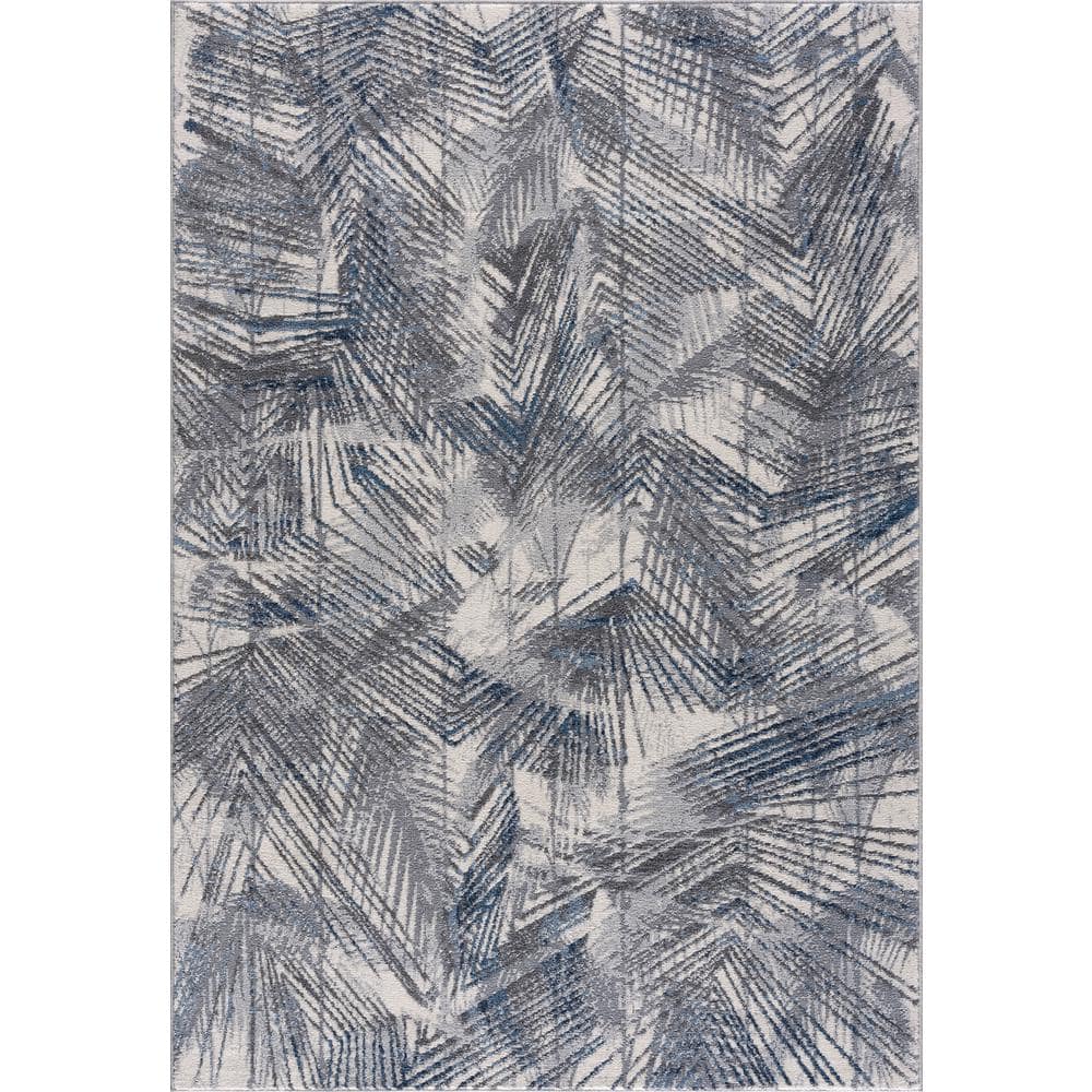 Rugs Mist Leaves Blue 5 ft. 3 in. x 7 ft. 6 in. Area Rug -  Abani, MIS130A-5