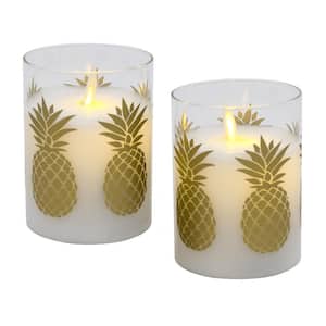 Gold Pineapples Battery Operated LED Candles (2-Count)
