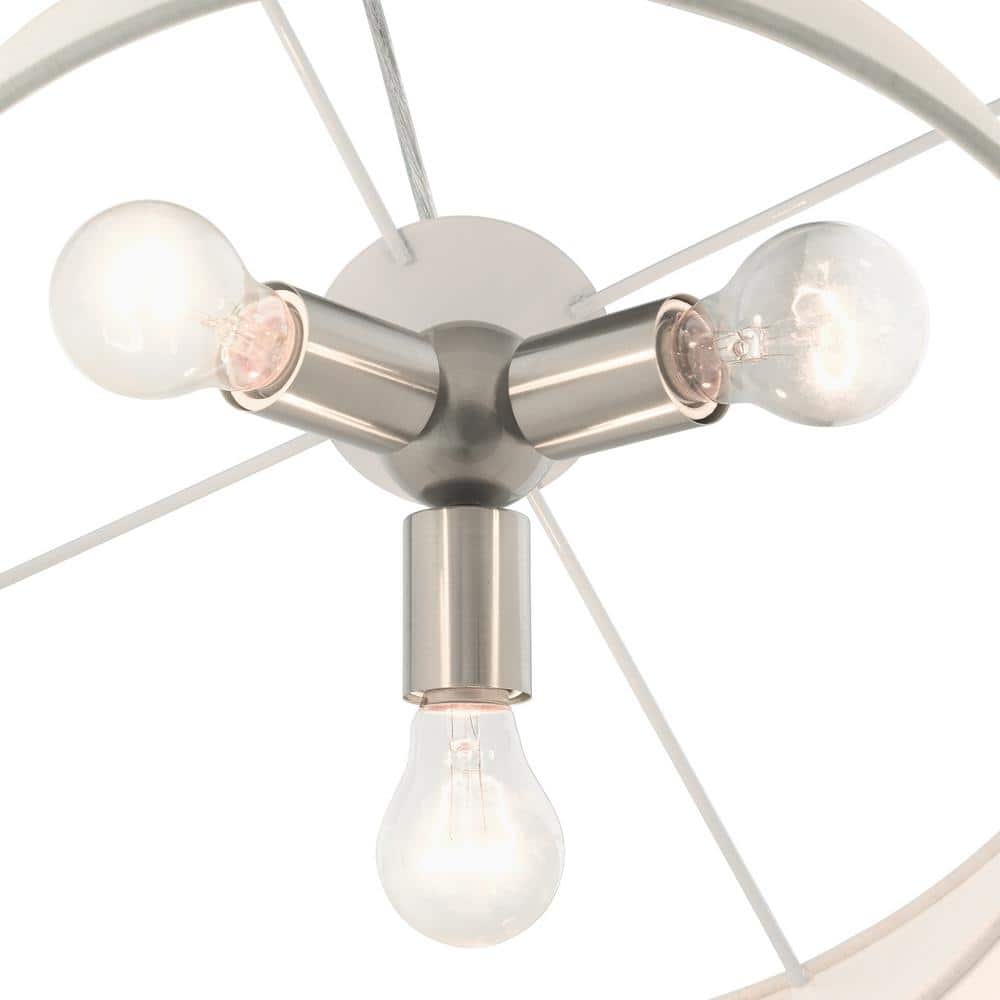 Contemporary Brushed Nickel 3-Light Indoor Drum Pendant