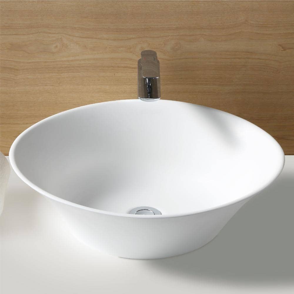 Elegant Matte White Acrylic Oval Above-Counter Vessel Sink