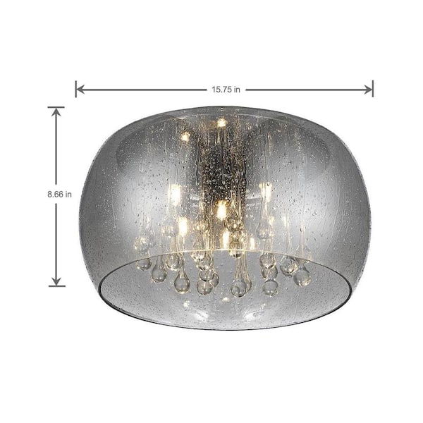 Home Decorators Collection 5 Light Chrome Glass Integrated Led Flush Mount With Clear Beads 17160 - Home Decorators Light Fixtures