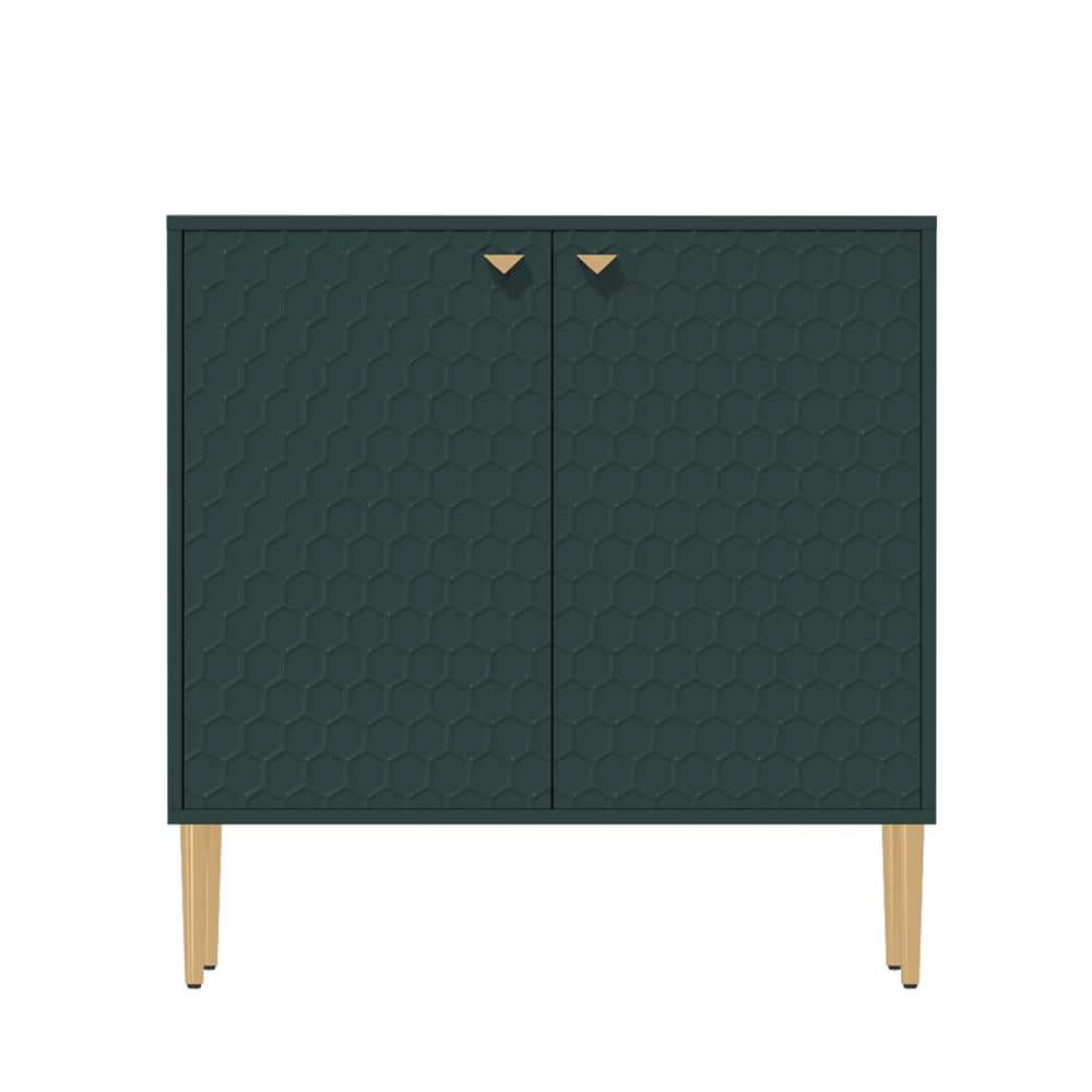 Green MDF High Gloss Accent Cabinet Storage Nightstand
