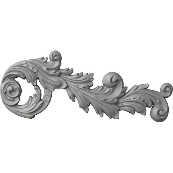 Ekena Millwork 1-1/8 in. x 17-3/4 in. x 7-3/8 in. Polyurethane Paris Scroll Left Onlay