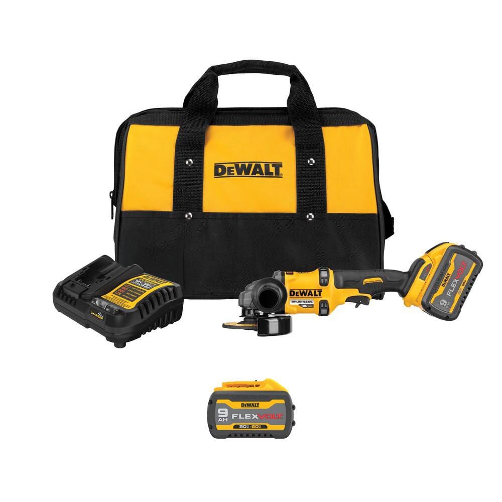 FLEXVOLT 60V MAX Lithium-Ion Brushless Cordless 4-1/2 in.-6 in. Grinder Kit with (2) 9 Ah Batteries, Charger & Kitbag price history on PriceWatchPro