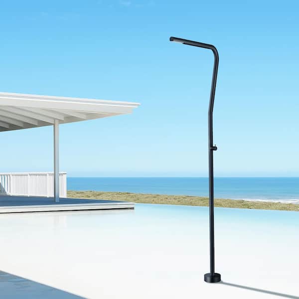 Outdoor Exposed Single Spray Patterns Shower Faucet Single-Handle Freestanding Tub Faucet Floor Mount in Matte Black