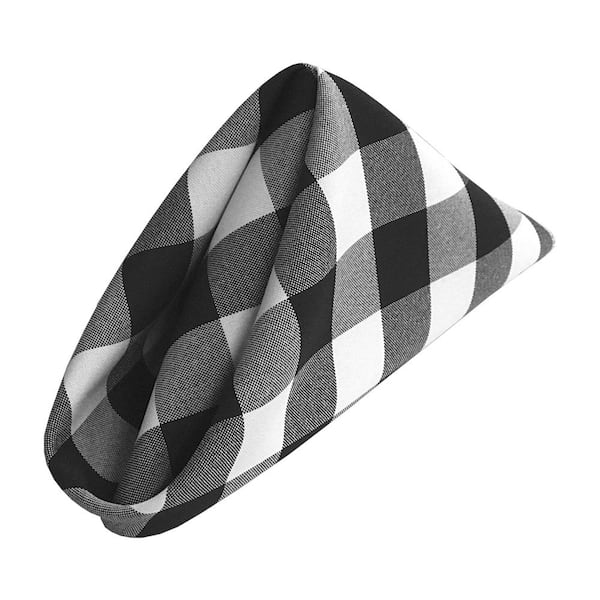 LA Linen 18 in. x 18 in. White and Black Gingham Checkered Napkins (Pack of 10)