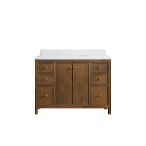 Chicago Veneer 48 in. W x 22 in. D x 36 in. H Single Sink Bath Vanity in Dark Natural with 1.5" Empira White Qt. Top