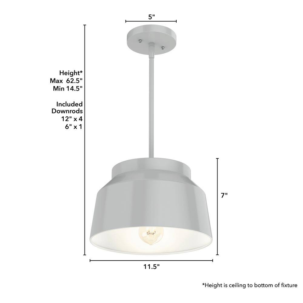 Mid-Century Modern Dove Grey Aluminum Pendant Light with Glass Shading