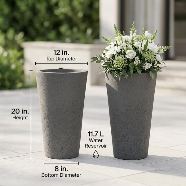 Algreen PRODUCTS 20 in. Tall Crete Planter, Warm Gray (2-Pack