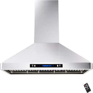 36 in. 600 CFM Convertible Wall Mount Range Hood in Stainless Steel in Low Noise w/ Gesture Control and Charcoal Filters