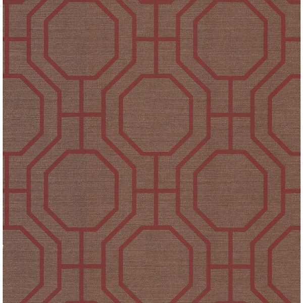 Brewster Madison Florals Red Geometric Wallpaper Sample