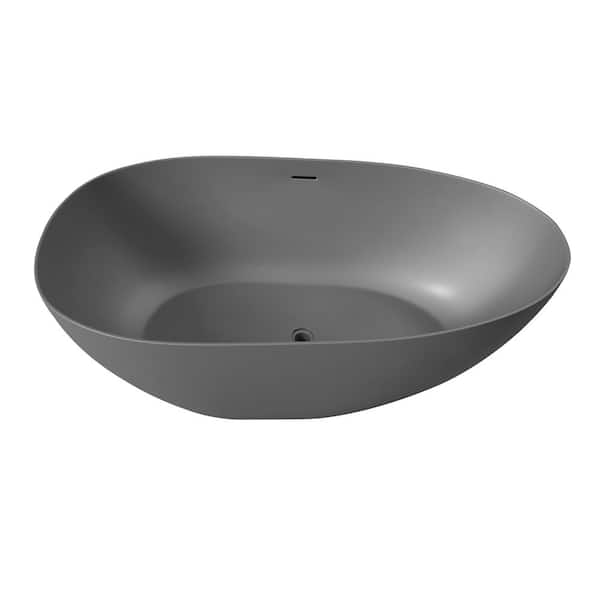Unbranded 59 in. x 31 in. Soaking Bathtub with Center Drain in Grey