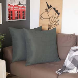 Honey Decorative Throw Pillow Cover Solid Color 26 in. x 26 in. Gray Square Euro Pillowcase Set of 2