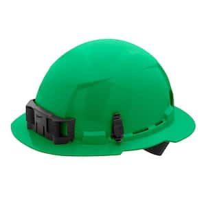 BOLT Green Type 1 Class E Full Brim Non-Vented Hard Hat with 4 Point Ratcheting Suspension
