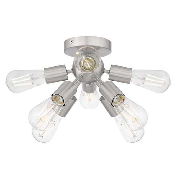 Edvivi 17 in. 8-Light Brushed Nickel Flush Mount Ceiling Light for Closet Bedroom Hallway