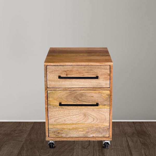 Zareen 2-Drawer Natural Finish Mango Wood 15 in. W Pedestal File Cabinet
