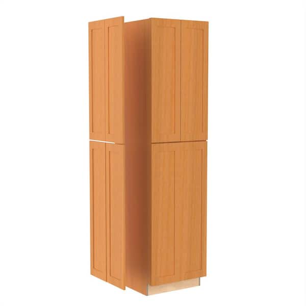 Home Decorators Collection Newport Cinnamon Stained Plywood Shaker Assembled Pantry Kitchen Cabinet Panel 23.8 in. W. x 0.75 D in. 96 in. H