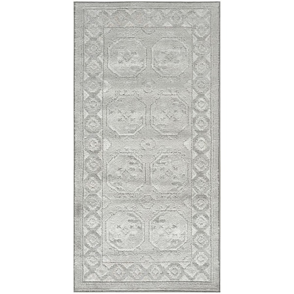Nourison Dekor Grey 2 ft. x 4 ft. Geometric Traditional Area Rug
