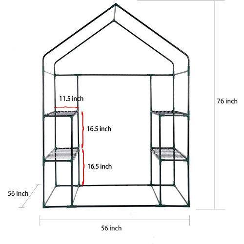 Green 56 in. x 56 in. x 76 in. Steel Frame Walk-In Greenhouse