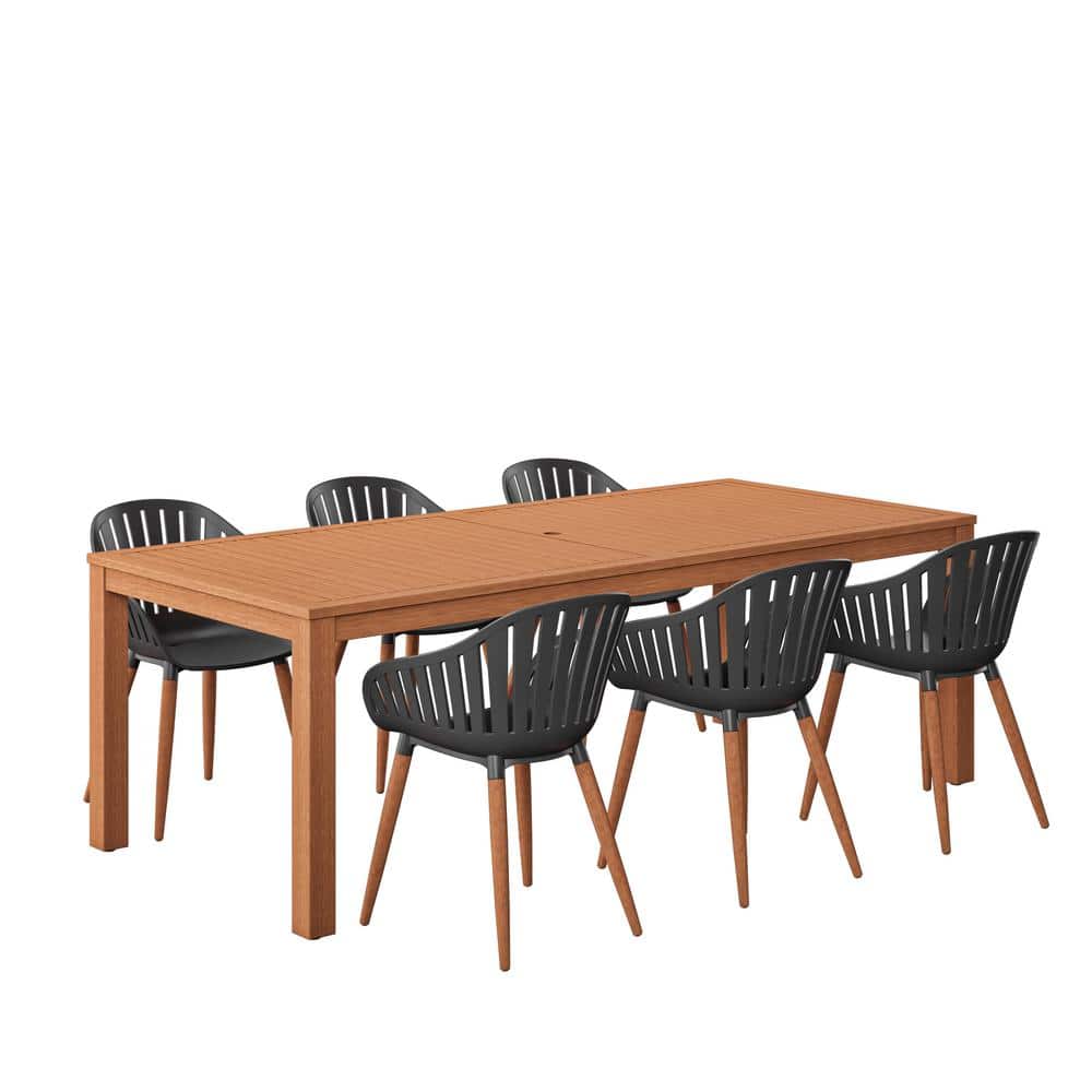 spellen Sada Kan worden berekend Amazonia DaiDai 7-Piece Wood Set Teak Finish Patio Rectangular Dining Table  Eucalyptus Ideal for Outdoors and Indoors ALALT_6CAN BK LT - The Home Depot