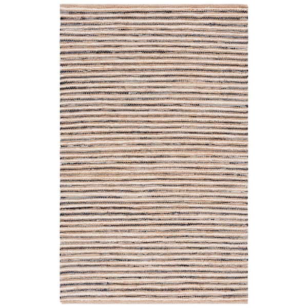 SAFAVIEH Cape Cod 4 ft. x 6 ft. Natural/Navy Striped Abstract Area Rug