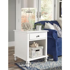 Cottage Beach White 1-Drawer End Table