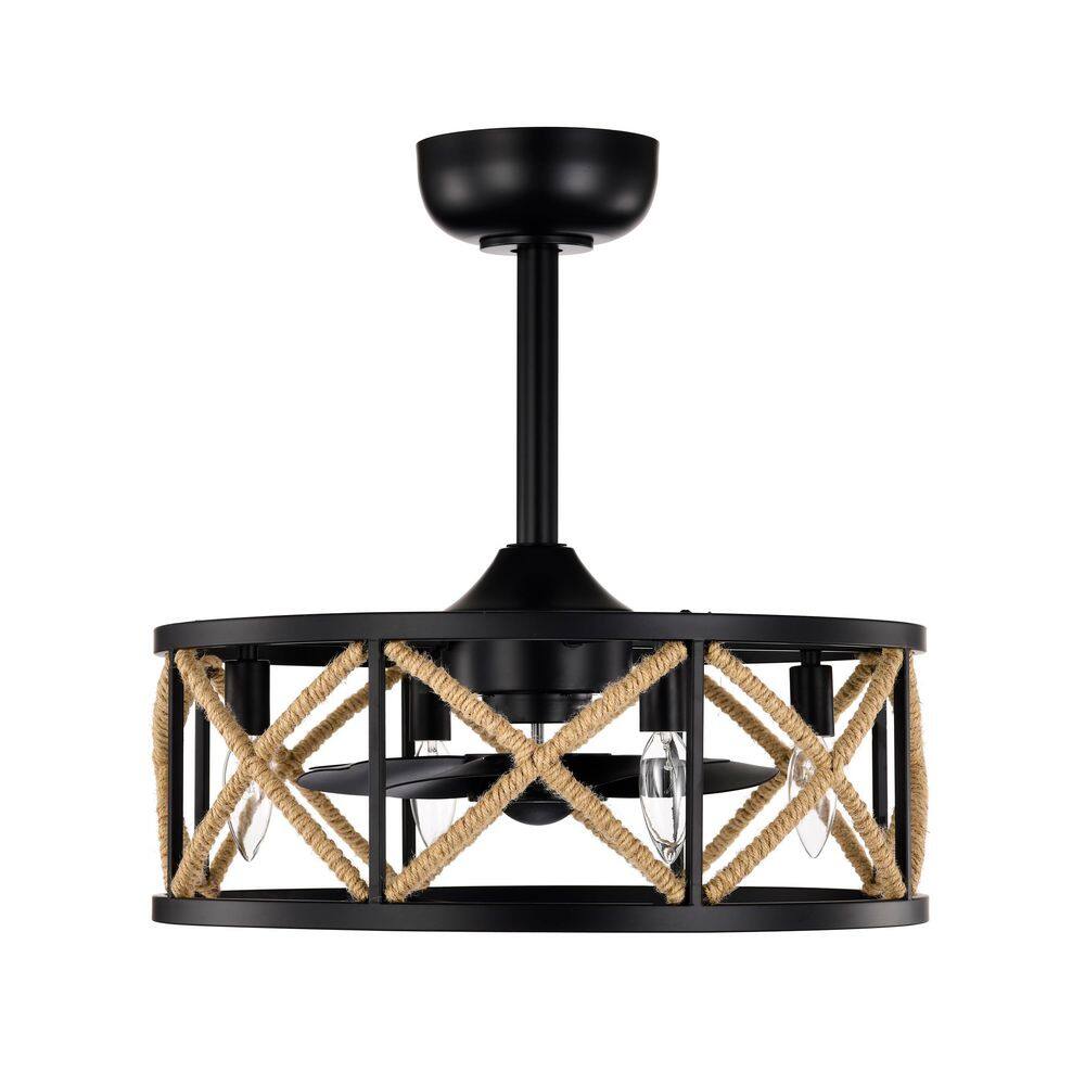 12 in. Sand Black Iron Rope Indoor Caged Ceiling Fan ETL for Bedroom Kitchen Living Room price history on PriceWatchPro