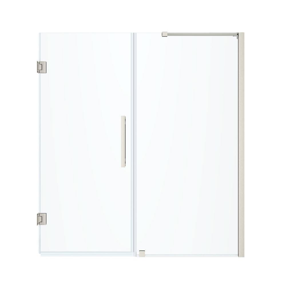 Tampa-Pro Frameless Satin Nickel Shower Kit with Tempered Glass