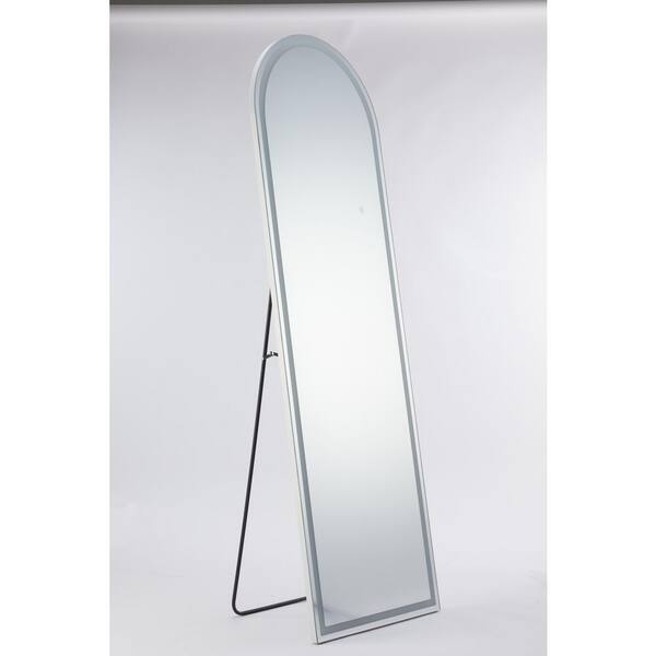 Unbranded 3 Color Lighting White 19.6 in W x 62.9 in. H Floor Standing Arch Fiberglass Framless Mirror