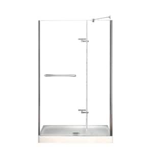 Reveal 36 in. x 48 in. x 76-1/2 in. Alcove Shower Kit in Chrome with Base in White