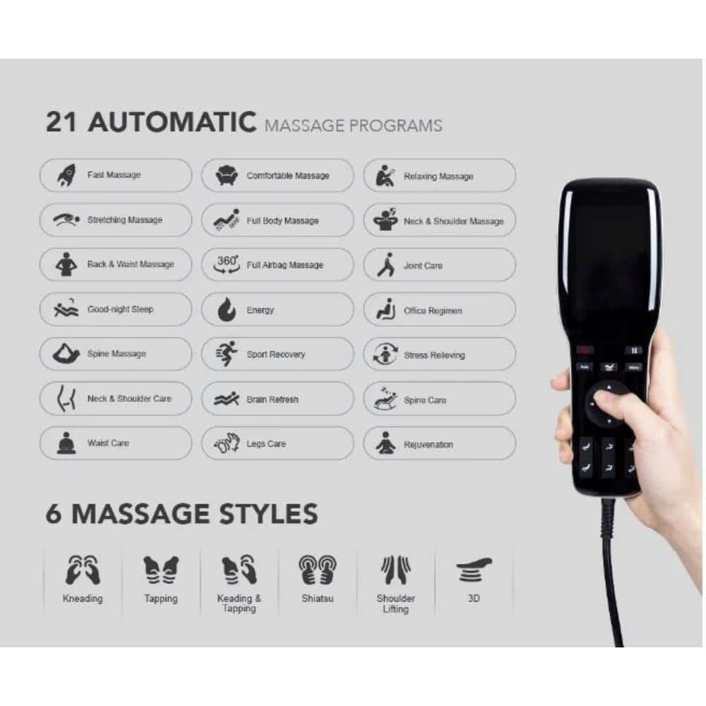 Black Faux Leather 3D Signature Massage Chair with Zero Gravity Recline