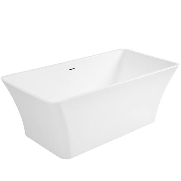 AKDY Freestanding 53.9 in. Fiberglass FlatBottom Non-Whirlpool Bathtub in Glossy White