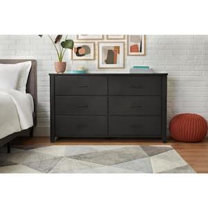 Stafford Charcoal Black 6-Drawer Dresser (35 in. H 60 in. W x 18 in. D)