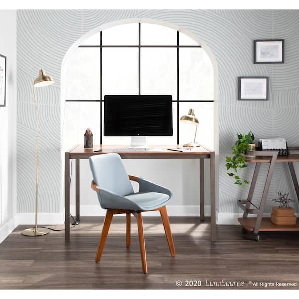 Cosmo Walnut Wood and Grey Faux Leather Chair