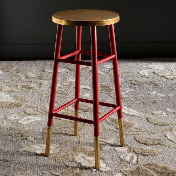 Safavieh Emery 30 in. Red and Gold Bar Stool