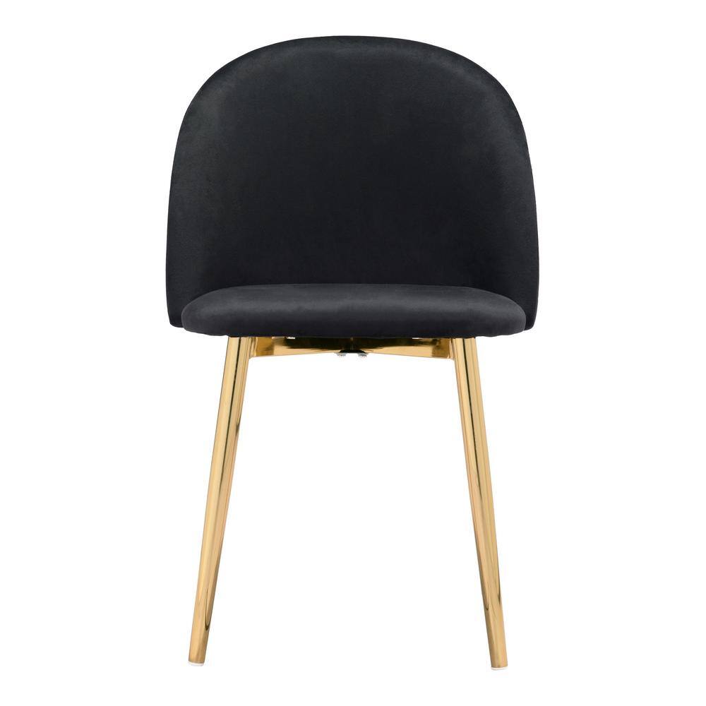 Black Upholstered Metal and Wood Side Chairs, Set of 2
