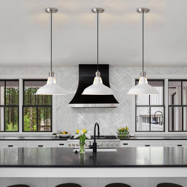LANSEKI Emerson Modern 1-Light Matte White Dimmable Pendant Light