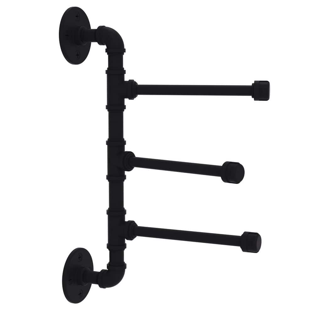 Matte Black Industrial Swing Arm Wall Mounted Towel Bar