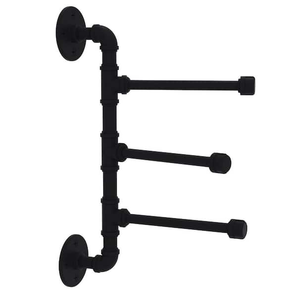 Pipeline 6in. 3 Swing Arm Vertical Towel Bar in Matte Black