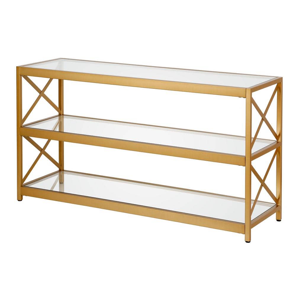 Hutton 48" Brass and Glass Rectangular TV Stand