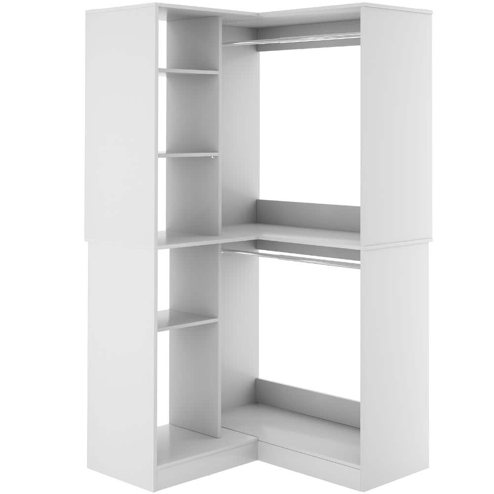 Aheaplus 36 in. W White Wood Closet Corner System with 6-Tier